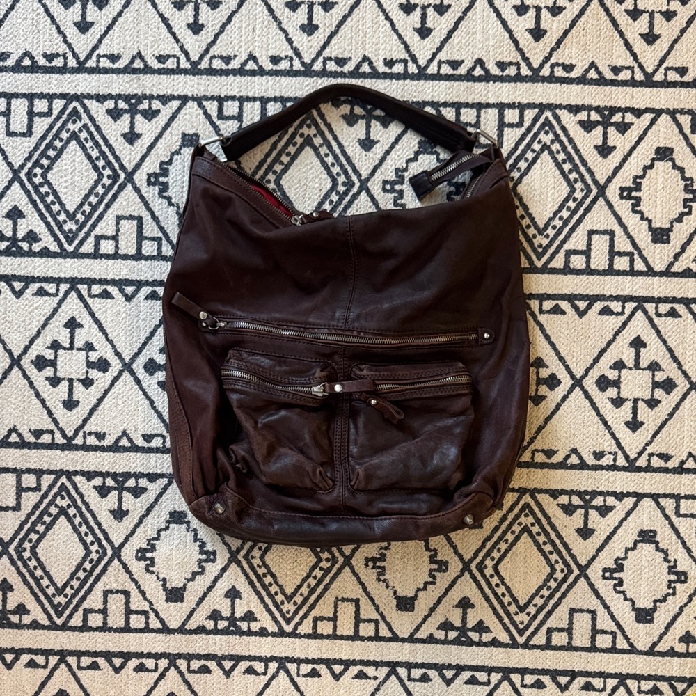 Tano Rich Brown Leather Bag with Red Lining